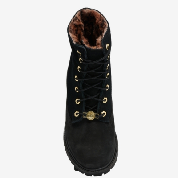Timberland Teddy Fleece 6" Boots| Black|Animal Faux Fur|Women's Size 8|New W Box - Picture 4 of 6